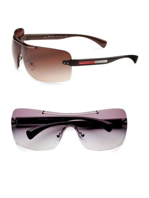 prada rimless shield sunglasses|prada sunglasses men rimless.